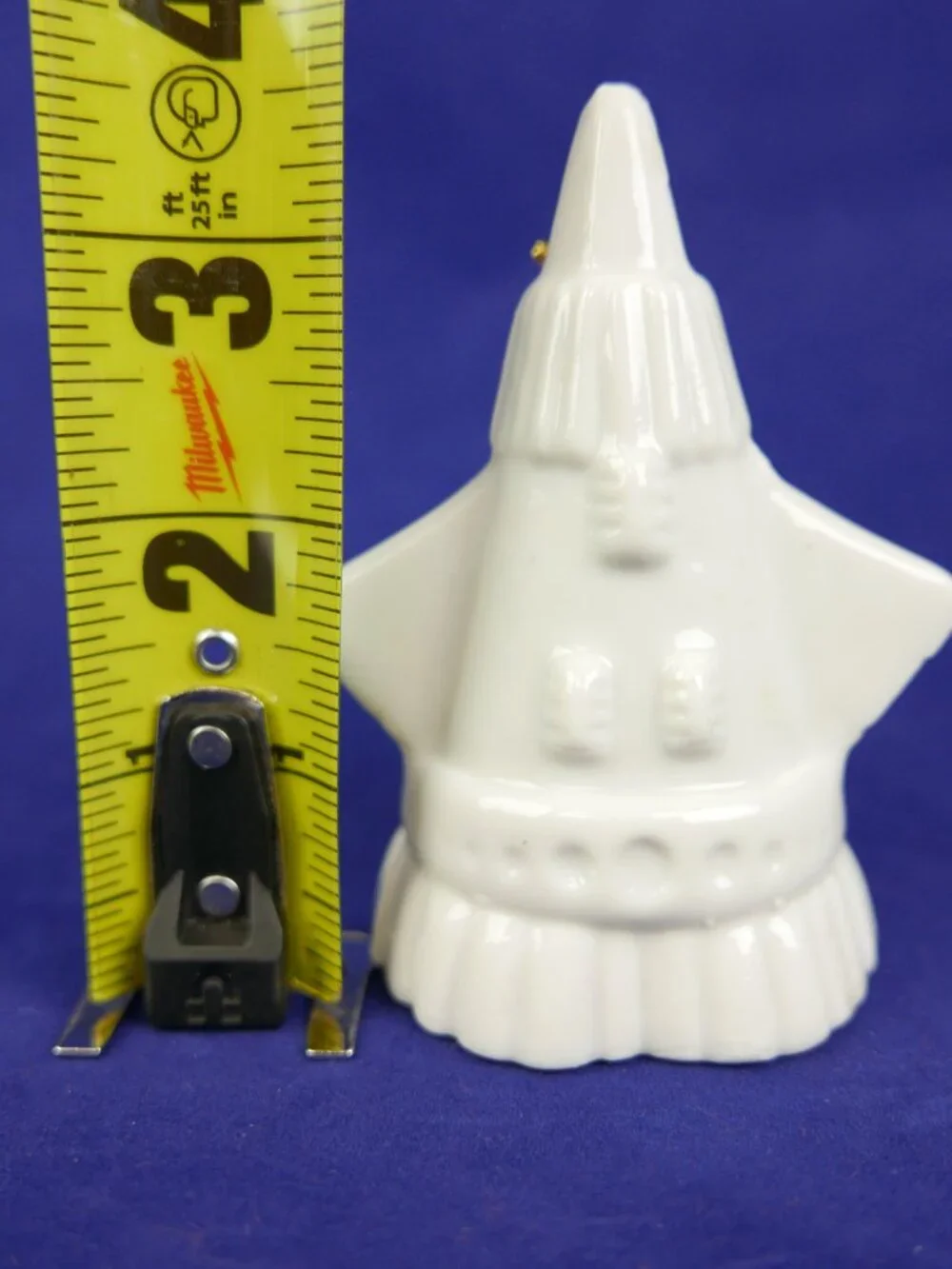 Vintage Ceramic Space Shuttle Flying Machine Bell White Rocket Ship Figure 3.5